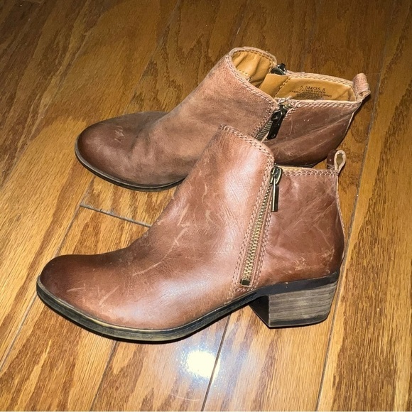Lucky Brand Shoes - Lucky Brand Basel Brown Leather Distressed Ankle Booties Size 5.5